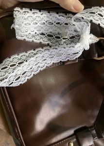 Brown shoulder bag with lace bow🎀👜