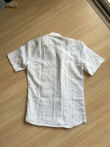 Men's White Short Sleeve Printed Shirt