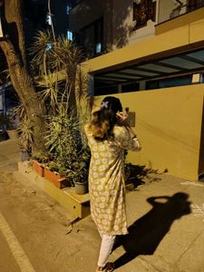 Yellow Floral Kurta with Embellished Neck