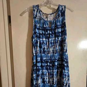 Terra&amp;sky Blue Tie-Dye Sleeveless Top