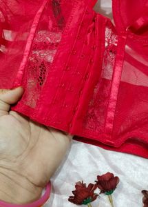 Lace Red Bra with Heart Detail