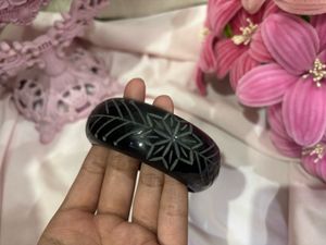 Black Chunky Etched Cute Pinterest Bangle Bracelet