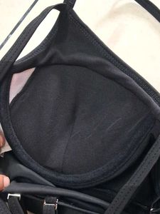 Black Sports Bra with Strappy Design