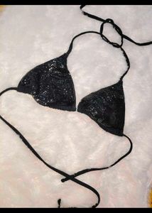 Sparkly Black Sequin Bikini Top