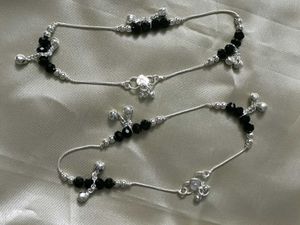 Stunning Black Crystal Anklets with bells