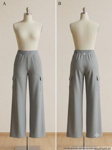 Women's Grey Wide-Leg Cargo Pants