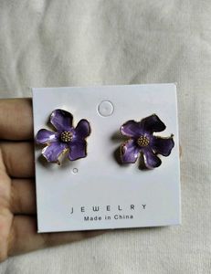 Korean Enamel Flower Earrings