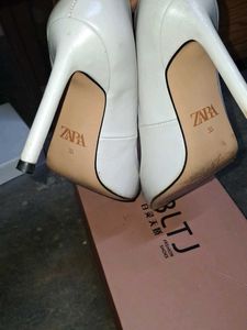 ZARA White Pointed Toe Heels
