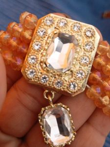 Imported Orange Beaded Necklace &amp; Earring Set