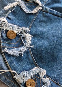 Denim Vest with Raw Edge Detail