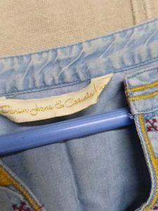 Embroidered Denim Top