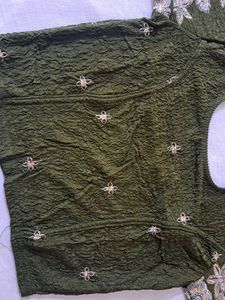 Designer Olive Green Saree