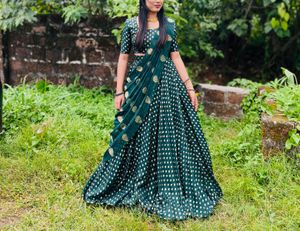 Green Lehenga Choli Set lehanga skirt