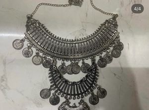 Oxidized Silver Statement Necklace