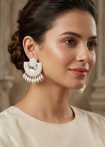 New Elegant White Beaded Drop Earrings