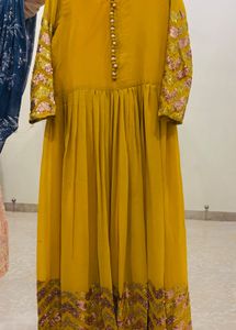 Elegant Yellow Embellished Ethnic Gown