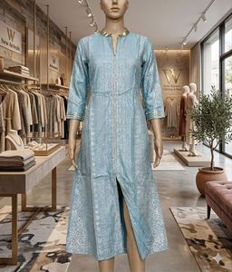 Glittery Sky Blue Ethnic Kurta