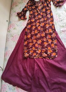 Floral Print Kurta & Skirt Plazzo Set