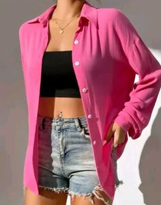 Hot Pink Oversized Shirt