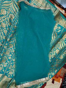 Elegant Teal &amp; Gold Lehenga Choli Set