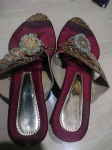 Embellished Maroon Flip-Flops