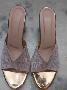 New Sparkly Rose Gold Block Heels UNUSED