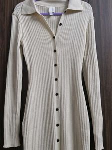 H&amp;M Ribbed Knit Button-Down Dress