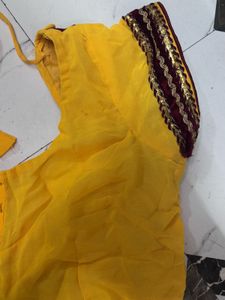 Yellow &amp; Maroon Embroidered Blouse