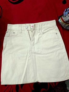 Levi's Cream Denim Mini Skirt