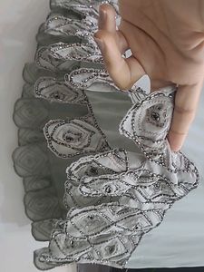 Embellished Long Skirt (Grey In Colour)