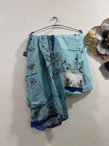 Light Blue Floral Print Kurta