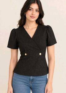 Stylish Black Wrap Top