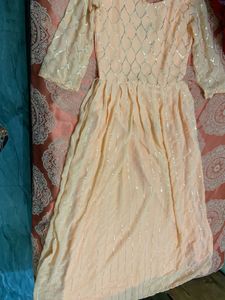 Elegant Peach Sequined Gown