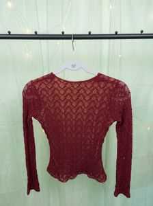 Burgundy Lace V-Neck Top