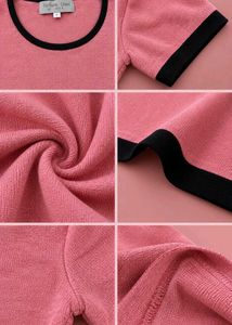 PINK A-LINE DRESS WITH BLACK CONTRAST TRIM