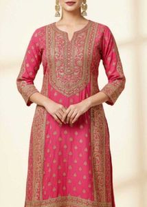Pink & Gold Pakistani Kurte With Dupatta