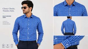 Men's Blue Checked Classic Fit Shirt