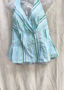 54209. Striped V-Neck Sleeveless Top