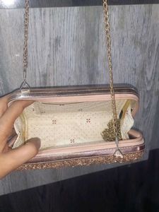 Sparkling Gold Beaded Clutch