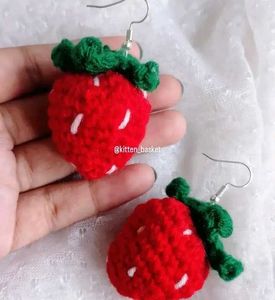 Handmade Crochet Strawberry earrings