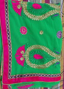 Embroidered Green Saree