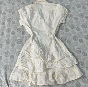 Chic White Ruffled Shirt Dress