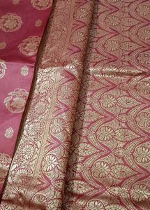 89)Elegant Red &amp; Gold Banarasi Silk Saree