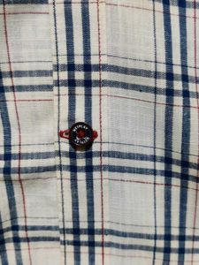 White Blue Checks Pure Cotton Shirt
