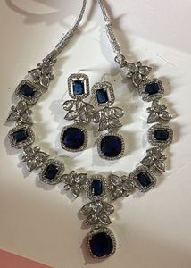 Exquisite Blue Stone Necklace & Earring Set