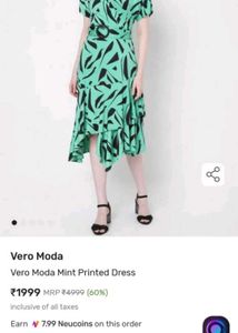 Vero Moda Mint Green Printed Dress