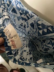 Blue Geometric Print Peplum Top