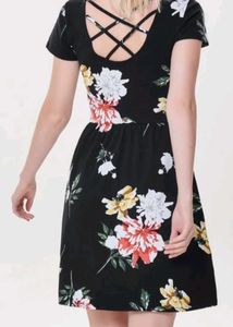 Chic Floral Print Short Sleeve Dress