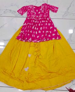 Vibrant Pink & Yellow Floral Lehenga Choli