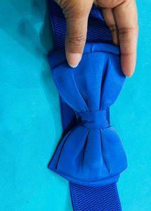 Blue Elastic Belt with Bow Accent
